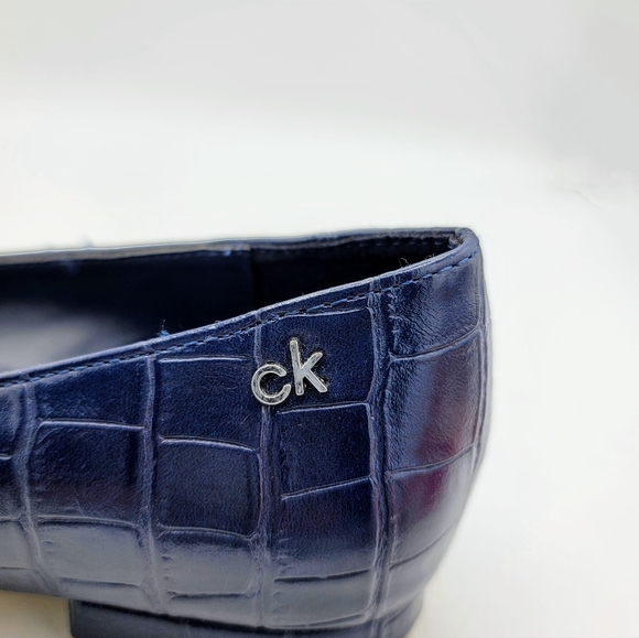 Calvin Klein Felice Ballet Flats Navy Faux Croc Embossed CK Logo Classic Casual - Picture 14 of 16